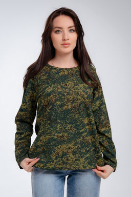 Футболка женская длинный рукав из кулирки цифра ярко зеленый макси