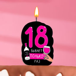 Цена за 3 шт. Свеча для торта 18 только раз, 6.5 см