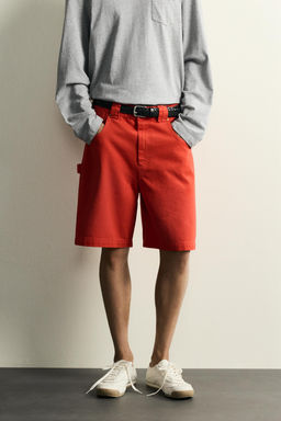 BERMUDA RELAXED FIT ALGOD?N / Blanco / Rojo - Zara фото 2