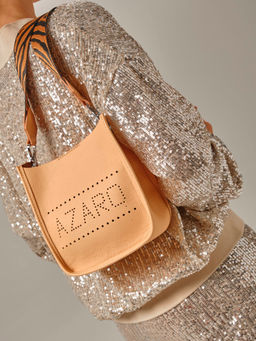 Сумка кожаная на плечо Azaro 30996 персик