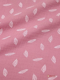 Муслин двухслойный с эф.жатости Листочки цв.винтажная роза, ш.1.42м, хлопок-100%, 120гр/м.кв