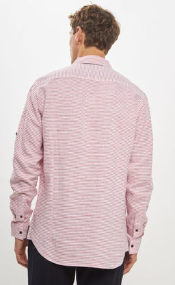 Рубашка д/р лен P411-0489 red