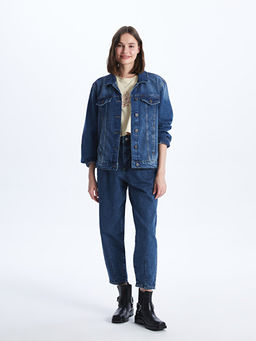 D?z Uzun Kollu Kad?n Jean G?mlek Ceket