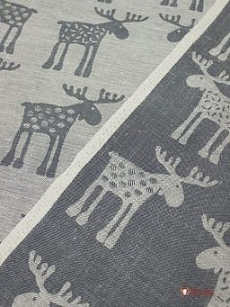 Полулен жаккард Лоси цв.серый/мокрый асфальт, ш1.6м, лен-51%, хлопок-49%, 220гр/м.кв.