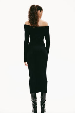 Vestido off-the-shoulder en punto de canale - H&m фото 4