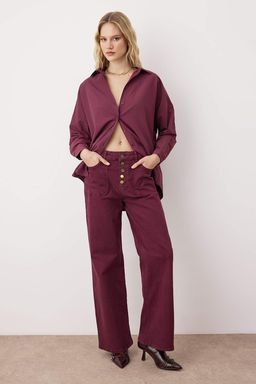 Murdum Pamuklu Oversize Genis Kal?p Dokuma Gomlek TWOSS22GO0669