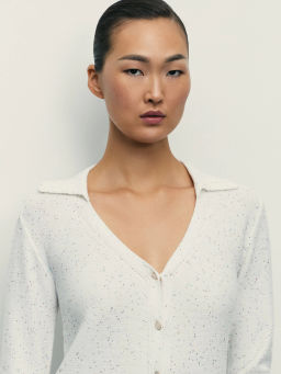 Кардиган из хлопка с пайетками / Zarina фото 6