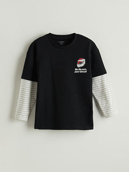 Bisiklet Yaka Yaz? Bask?l? Erkek ?ocuk Ti??rt