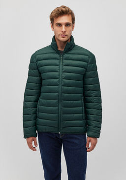 Dik Yaka Yesil Sisme Mont - Mavi фото 3