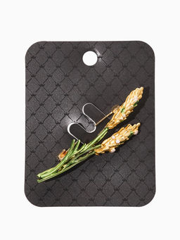 Брошь «Колосья», жёлто-зелёная в золоте