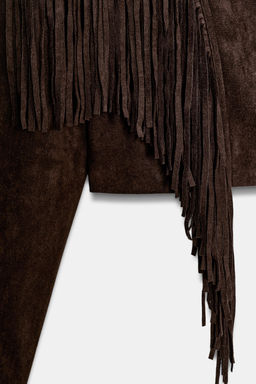 FRINGED FAUX SUEDE JACKET - Zara фото 9