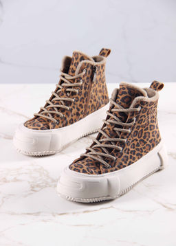 Ботинки 217.PODYUM151be. коричневый леопард замша/Шерсть