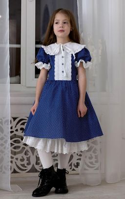 платье для девочки МТ22-4Шарлотта горошек на синем - Etoelf фото 2