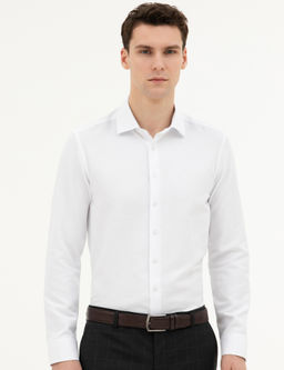 Рубашка Pierre Cardin Slim Fit белая с длинным рукавом