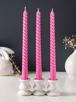 Свеча витая 25 см (набор 3 шт) 57 гр, 5 ч, цв. розовый