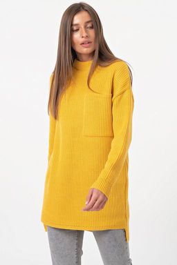 Туника вязаная теплая с шерстью горчичная