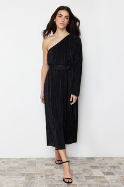 Siyah Kusakl? Midi Tek Kol Esnek Orme Midi Kalem Elbise TWOSS24EL00425 - Trendyolmilla фото 3