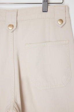 Ekru DOKUMLU Kemer Detayl? %100 Pamuk Yuksek Bel K?sa Wide Leg Jeans TWOSS26JE00208 - Trendyolmilla фото 8