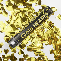 Хлопушка пневматическая Сердца, золото, 30 см