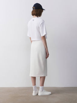 CONTE Юбка прямого кроя из футера с разрезом LU 2592 off-white - Conte elegant фото 6