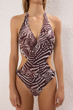 Zebra Desenli Baglama Detayl? Cut Out/Pencereli Regular Mayokini TBESS25MY00012