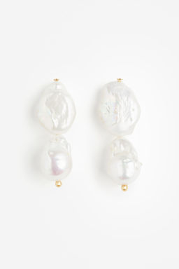 Pendientes chapados en oro con colgante de perla - H&m фото 3