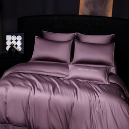 Комплект постельного белья Однотонный Сатин Премиум на резинке OCPR008 2 спальный 4 Наволочки