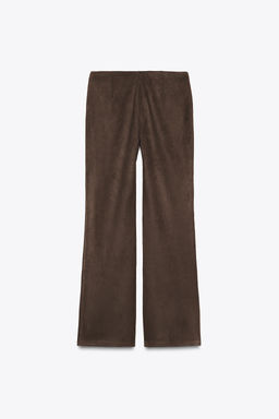 STADDED FAUX SUEDE FLARE TROUSERS - Zara фото 9