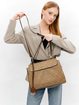 LACCOMA сумка AC697-лагуна темно-бежевый эко кожа хлопок  фото 10