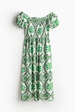 Vestido off-the-shoulder de popelina