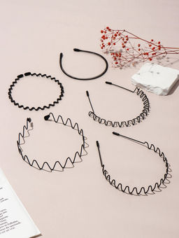 Цена за 2 шт. Ободок для волос "Амелия" (набор 5 шт) геометрия, чёрный