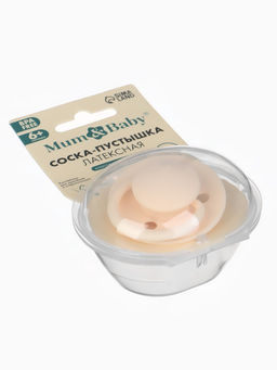 Соска-пустышка, от 6 мес., латекс, классическая, в контейнере, айвори, M&B