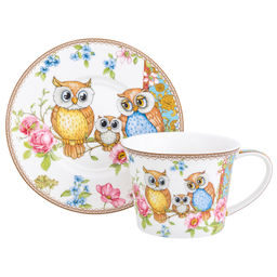 Чайная пара 2 пр. 250 мл 12,5*9,5*7 см "Совушки" NEW BONE CHINA