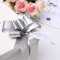 Цена за 10 шт. Бант-бабочка №5 "Линии", серебристый