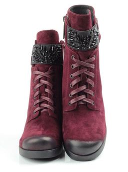 04-R135-2 BURGUNDY Ботинки зимние женские (натуральная замша, натуральный мех) - Фабричный китай фото 11