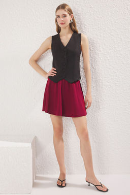 TRENDYOLMILLA Siyah Scuba Krep Skater Yuksek Bel Esnek Orme Etek TWOAW24ET00343