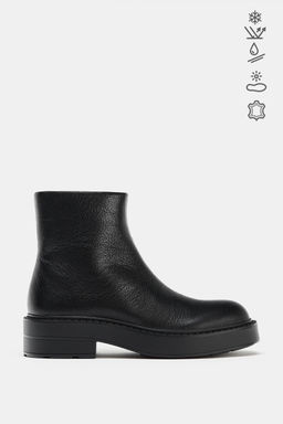 FLAT WATER-REPELLENT LEATHER ANKLE BOOTS - Zara фото 9