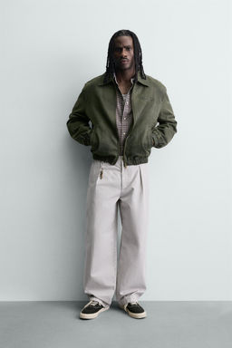 WASHED-EFFECT FAUX SUEDE JACKET