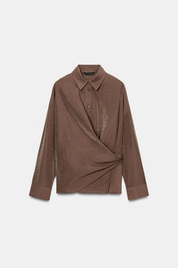 STRIPED SURPLICE SHIRT - Zara фото 14