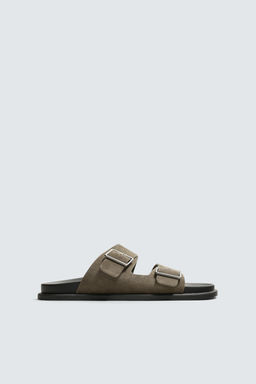 DOUBLE-STRAP LEATHER SANDALS - Zara фото 5