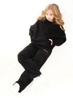 Костюм спортивный для девочки теплая школьная форма с начесом 22-7318 черный - Mini maxi фото 4
