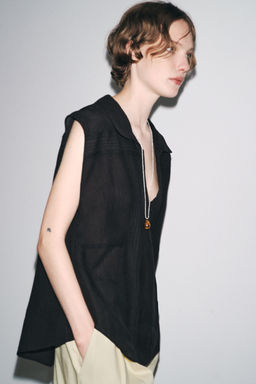 RAMIE BLEND SHIRT WITH PINTUCKS ZW COLLECTION - Zara фото 2