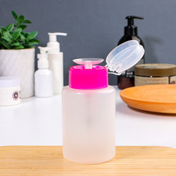 Флакон с помпой, 200 мл, розовый, прозрачный