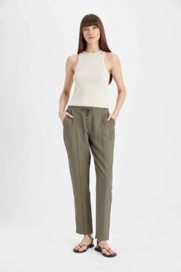 Jogger Pantolon Lastikli Bel Bagc?kl? Basic Duz Paca