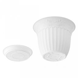 Кашпо для цветов пластмассовое Дубок 1,2л, д17см, h13см, с поддоном, полипропилен, белый (Россия) - Домашняя мода фото 5