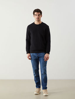 Bisiklet Yaka Uzun Kollu Erkek Sweatshirt