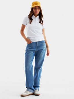 Футболка поло женская MINAKU: Basic line, белая, размер 52