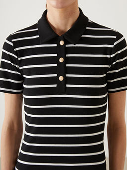 G?mlek Yaka ?izgili Elbise