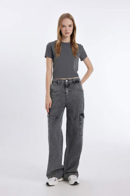 Классная однотонная футболка с круглым вырезом и короткими рукавами - Defacto фото 2