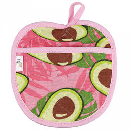 Прихватка с запахом 19х19см "Авокадо, вид 7/1", форма "Яблоко", рогожка 171г/м2, хлопок 100%, наполнитель - ватин 280г/м2, на пластмассовом подвесе, "Домашняя мода" (Россия)